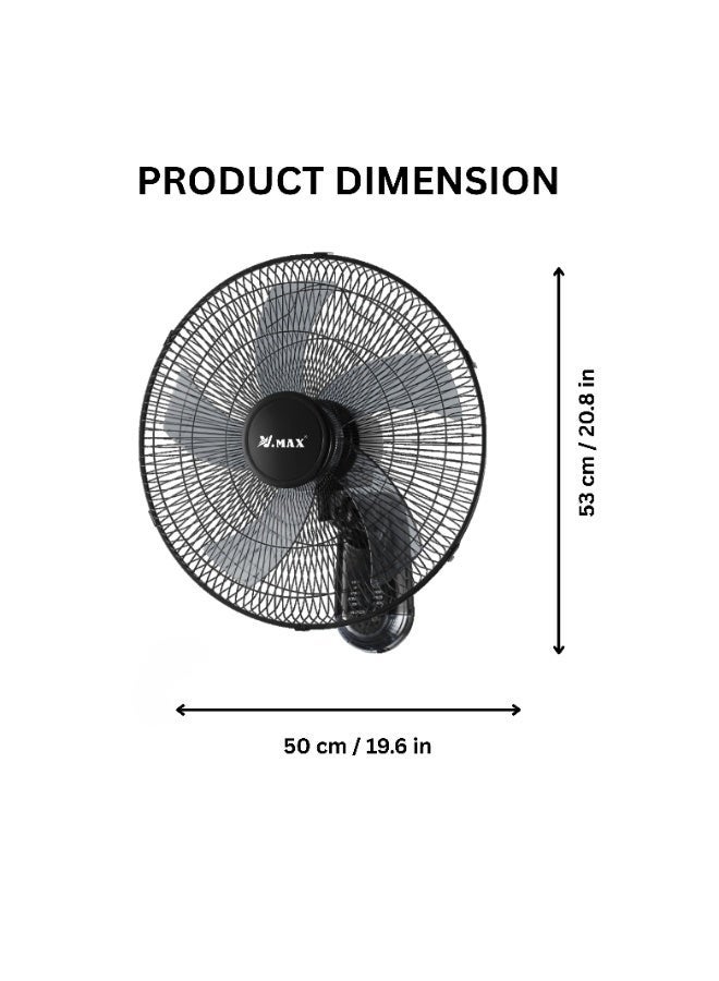 في ماكس مروحة جدارية مع جهاز تحكم عن بعد، قطرها 18 بوصة، تدفق هواء قوي، خاصية التذبذب القابلة للتعديل، 3 سرعات، محرك هادئ، مثالية للمنزل والمكتب وغرفة النوم - Image 2